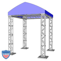 XSF Modular Booth System with truss components and protective bolt plates for film grip rigging.