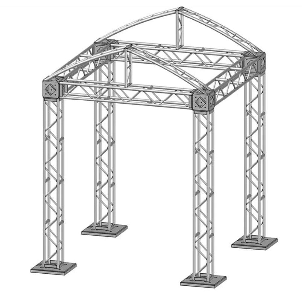 XSF Modular Booth System with truss components for film grip rigging in various sizes 20x20, 20x10, 10x20, and 10x10.