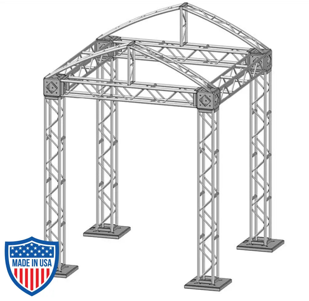 XSF Modular Booth System with truss components for film grip rigging in various sizes 20x20, 20x10, 10x20, and 10x10.