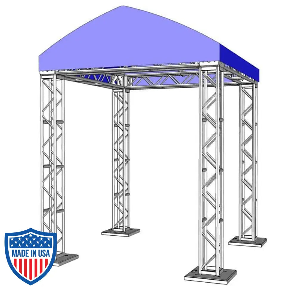 XSF Modular Booth System with truss components and protective bolt plates for film grip rigging.