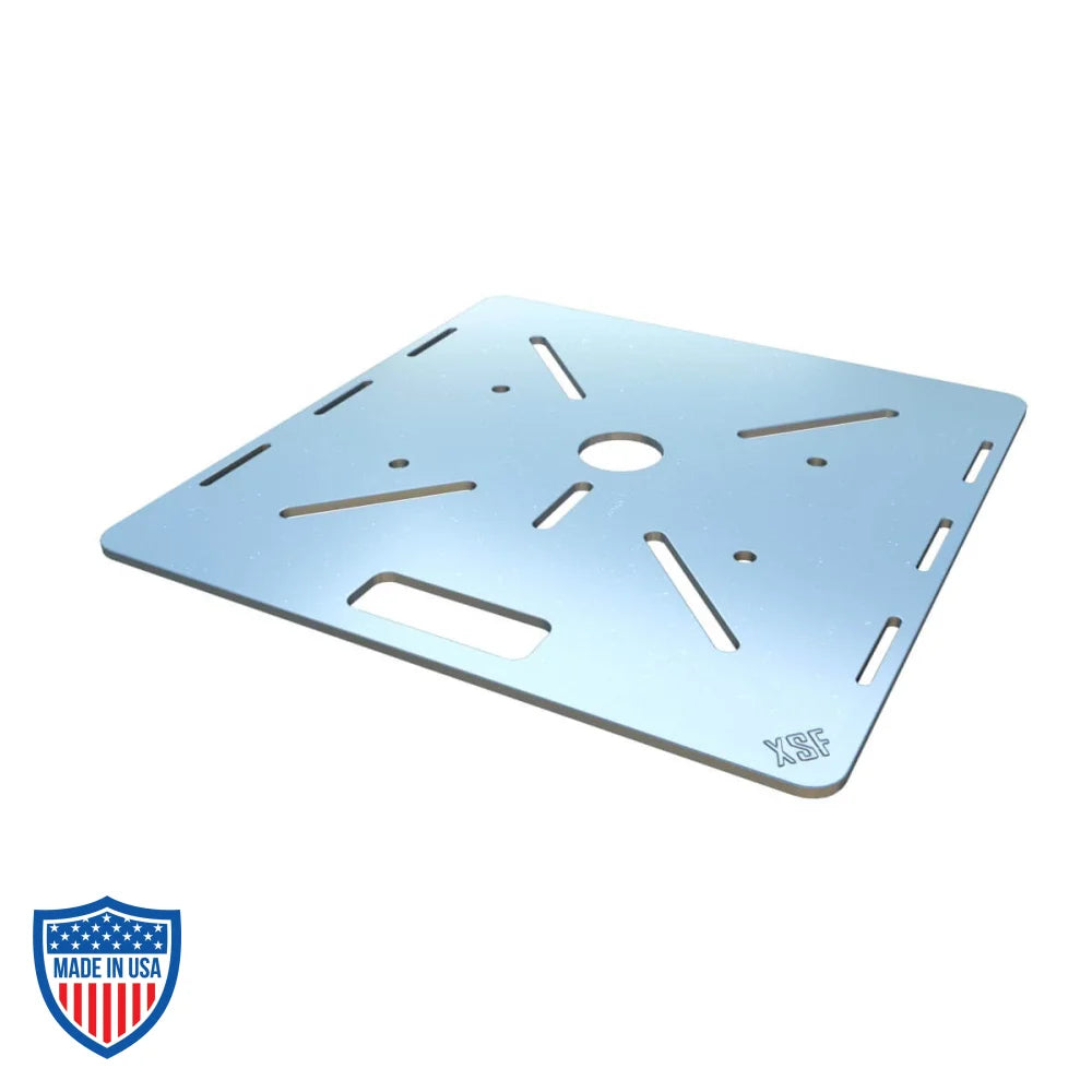 XSF Projector Plate for secure truss-topper shelf, ideal for film grip rigging of projectors, audio equipment, moving lights, and more.