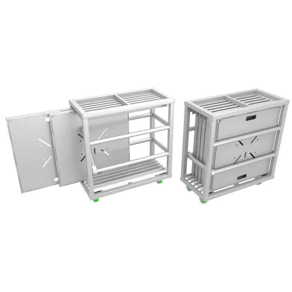 XSF Universal Baseplate Carts designed for film grip rigging, providing stable support for temporary structures at outdoor events.