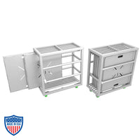 Universal baseplate carts for film grip and rigging, providing stable support for temporary structures at outdoor shows and events.