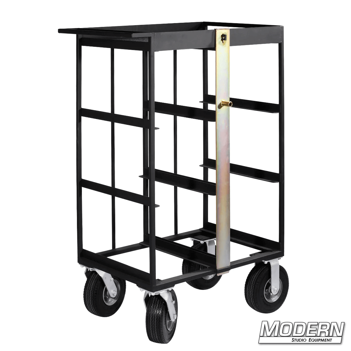 Steel 6 Place Milk Crate Cart with Locking Bar and Carefree Wheels for Film Grip Rigging by Modern Studio Equipment