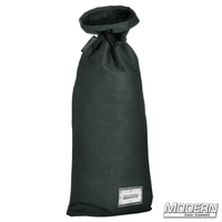 Extra large black storage bag with nylon cord and plastic labeling sleeve, ideal for film grip and rigging equipment.