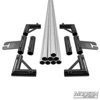 1-inch Speed-Rail® Breakdown Frame: 6' aluminum pipes, corners, sliding ears, sleeves for film grip rigging.