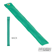 12-inch green marker by Modern, made of durable Cordura 1000, used for film grip and rigging, shown front and back views.