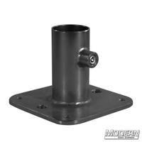 Flange Base for 1-inch Round Pipe - Black Zinc, flat plate welded to a 1" schedule 40 Speed-rail® receiver for film grip rigging.