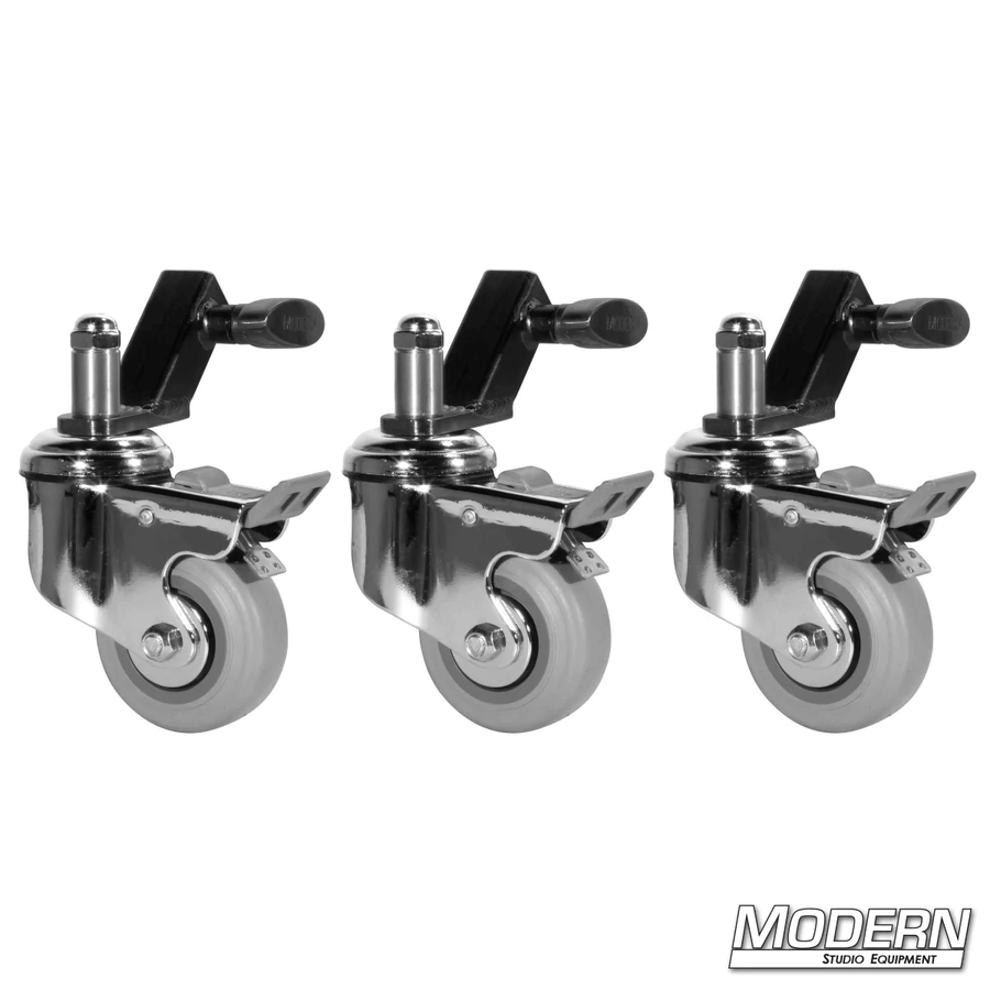 Wheels for Baby Stands (Set of 3 Wheels & Slip on Adapters) - Black Zinc