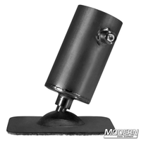 Pipe flange base with swivel for 1-1/2-inch Speed-Rail® in black zinc, featuring bolt-on receiver and set screw for film grip rigging.