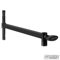 Black Zinc Baby Offset Arm with 14" length, featuring a male 5/8" pin and female 5/8" receiver, ideal for film grip and rigging.