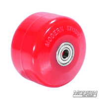 Red skateboard wheel with bearings, ideal for film grip and rigging, by Modern Studio Equipment