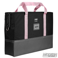 Black 24" x 36" Flag Bag with pink handles, heavy-duty zippered closure, and vinyl bottom, designed for film grip and rigging.