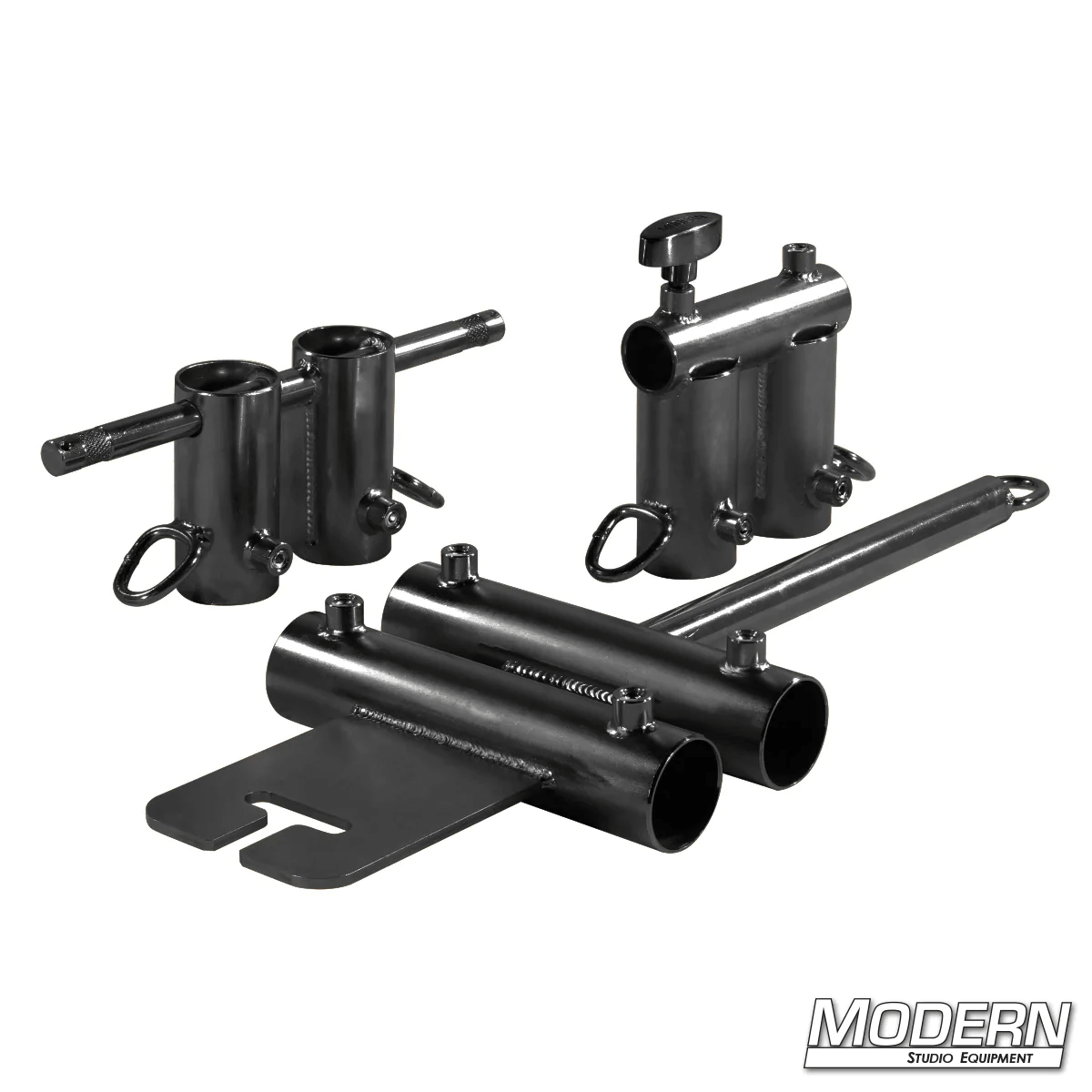 Wide Over and Under Boom Kit for 1-1/4-inch Speed-Rail® in Black Zinc, three-piece kit for gripping and rigging in film production