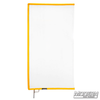 White artificial silk scrim on a 304 military-grade stainless open-end frame for film grip and rigging, diffusing and reducing light.