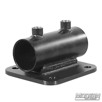 Horizontal receiver with flat plate for 1-1/4-inch Speed-Rail®, black zinc, used in film grip and rigging equipment.