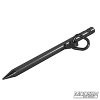 12" Baby Pin Spike with Swivel D-Ring for film grip and rigging in black zinc finish