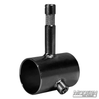 Black zinc slider with baby pin for 1-1/2-inch Speed-Rail®. Includes set screw. Ideal for film grip rigging and steel fitting to 5/8" male.