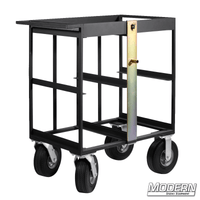 Steel 4 Place Milk Crate Cart with Locking Bar and Foam Filled Wheels for Film Grip and Rigging