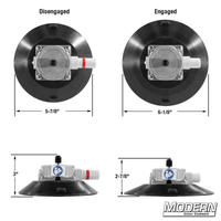 6-inch suction cup with 3/8-inch male thread in disengaged and engaged positions for film grip and rigging.