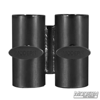 Narrow Over and Under for 1-1/4-inch Speed-Rail® in black zinc with T-Handles - film grip rigging steel fittings.