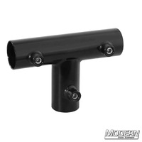 Tee for 1-inch round pipe in black zinc with set screws for film grip rigging, adds strength and support to Speed-Rail frames