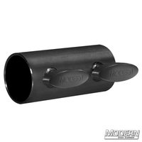 Black zinc short sleeve coupler with T-handles for joining 1-1/4" Speed-Rail®, ideal for film grip and rigging setups.