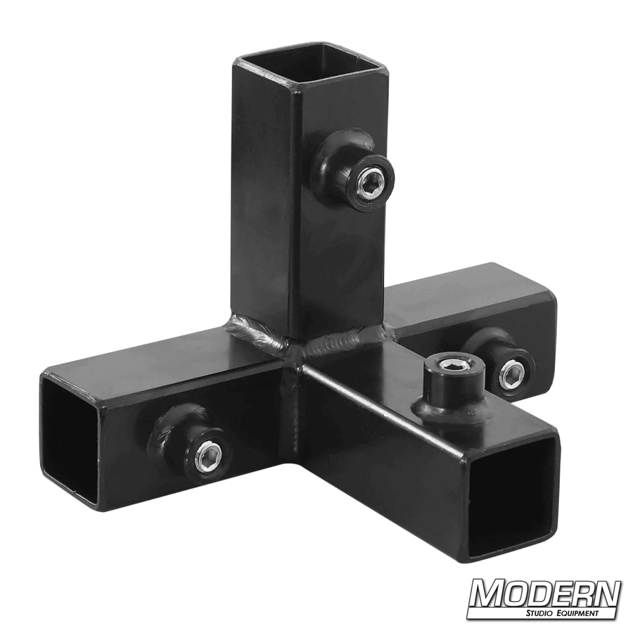 Tee with Brace for 1-inch Square Tube - Black Zinc for film grip rigging