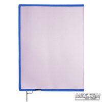 Lavender scrim with open end stainless steel frame for film grip and rigging, 0.3 stop material to subtly reduce light.