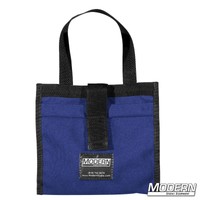 Durable blue Modern Scrim Bag for 6-1/2" lighting scrims, made from Cordura 1000 with stainless steel rod, ideal for film grip and rigging.