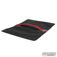 Flyaway Sandbag (35 lbs.) for film grip and rigging, Cordura 1000 with velcro closure, empty, black with red stripe.