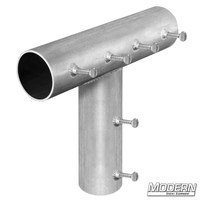 Tee for 4-inch irrigation pipe by Modern Studio Equipment, adding strength and support to frames for film grip and rigging