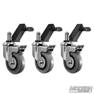 Wheels for Combo Stands (Set of 3 Wheels & Slip on Adapters) - Black Zinc