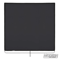 36-inch x 36-inch black artificial silk scrim with stainless steel frame for film grip and rigging equipment.