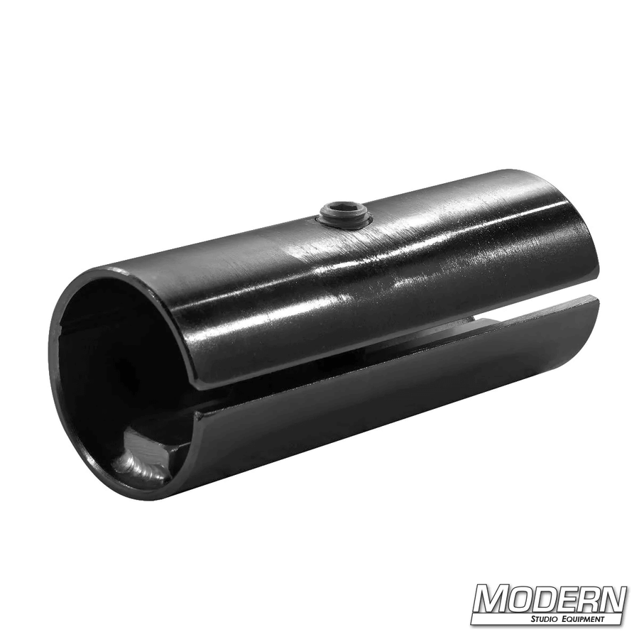 Internal Track Connector for 1-1/2-inch Speed-Rail® in black zinc, perfect for film grip and rigging.