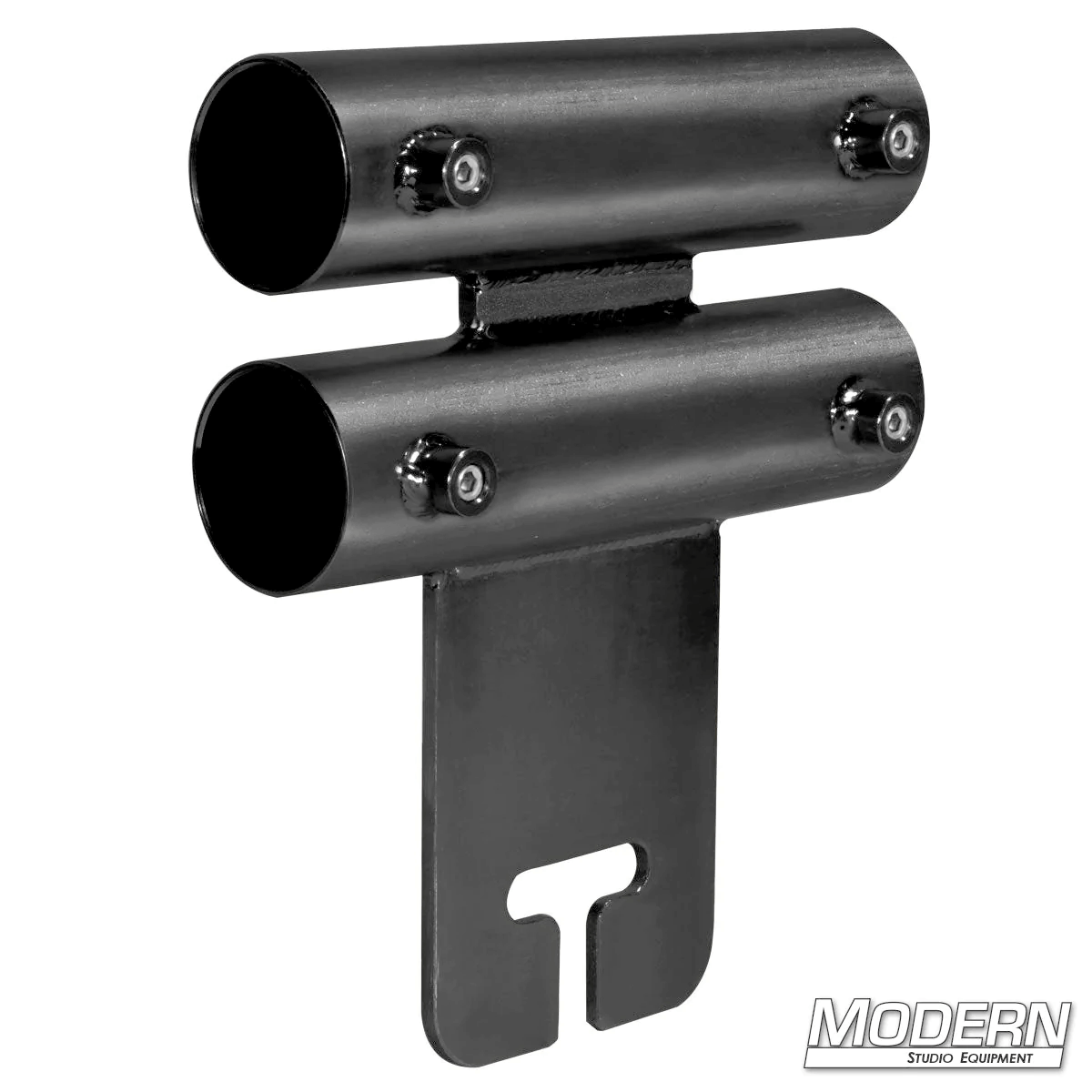 Narrow Over and Under Ear for 1-1/2-inch Speed-Rail® - Black Zinc with Set Screws, used for film grip rigging on gobo/grip head.