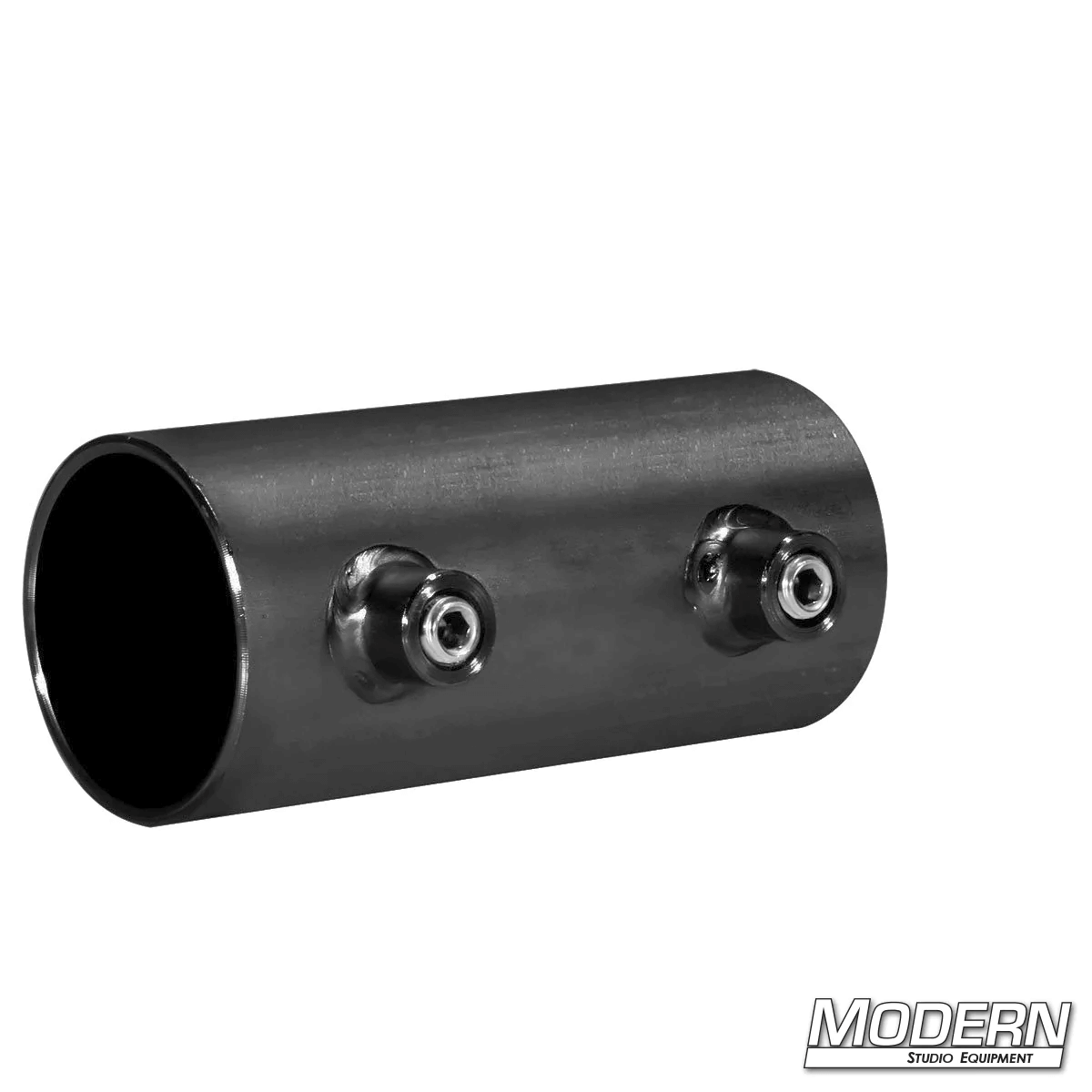 Black Zinc Short Sleeve Coupler for 1-1/2" Speed-Rail® with Set Screws - 4" Length - Perfect for Film Grip Rigging