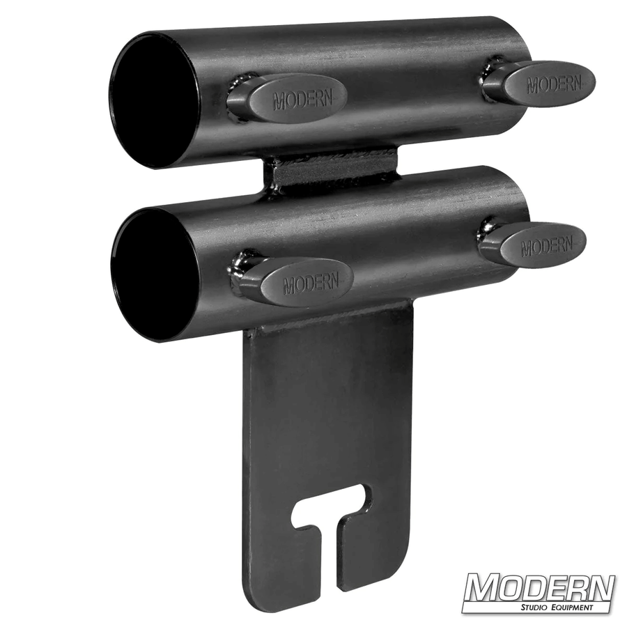 Narrow Over and Under Ear for 1-1/2-inch Speed-Rail® - Black Zinc with T-Handles for film grip and rigging equipment