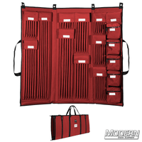 3 Fold Deluxe 5/8-inch Rod Bag in red with multiple compartments for film grip rigging tools.