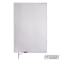 White Double Scrim with stainless steel frame for film grip and rigging, reducing lighting by 1 stop without altering color temperature.