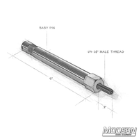 6-inch Aluminum Baby Pin with 1/4-inch Male Thread