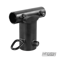 Rear Receiver with Junior Receiver for 1-1/2-inch Speed-Rail® in black zinc, ideal for film grip and rigging equipment.