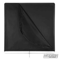 40-inch x 40-inch black underwater floppy with stainless steel frame for film grip and rigging, expands to 40 inches x 80 inches.