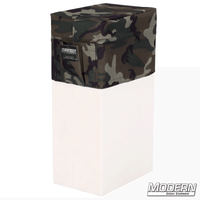 Vertical Apple Box Seat Cover with Pocket in camo design for film grip and rigging, made with Cordura 1000 fabric for durability and comfort.