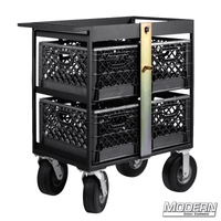 Steel 4 Place Milk Crate Cart with foam-filled wheels and locking bar for film grip rigging