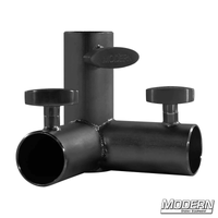 3-Way Pass Through Corner for 1-1/2-inch Speed-Rail® in black zinc with T-Handles, used in film grip and rigging.