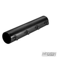 Black zinc sleeve for 1-1/2-inch Speed-Rail with set screws used in film grip rigging for joining two aluminum pieces - 11.5" length