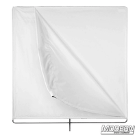 36-inch x 36-inch bleached muslin floppy with stainless steel frame for film grip and rigging, opened partially to 36" x 72".