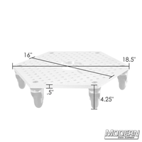 Hex plate floor dolly with 6 casters, low profile aluminum, and standard mitchell receiver for film grip rigging equipment.