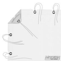 White Artificial 1/4 Stop Silk with webbing, grommets, ties, and elastic corners for film grip rigging. Includes storage bag.